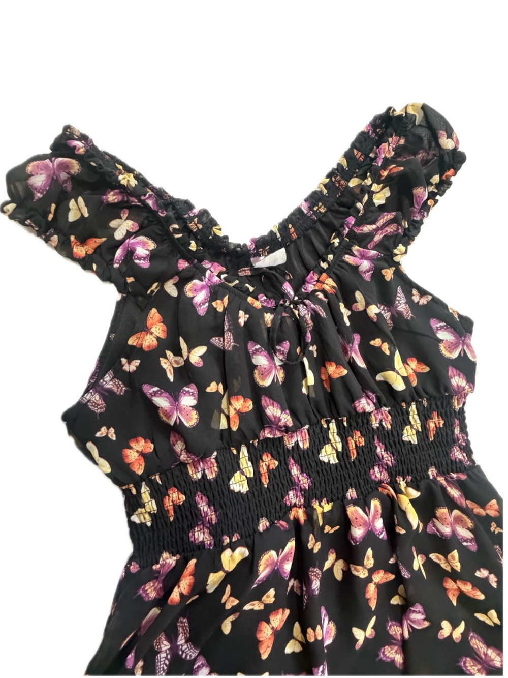 No Boundaries Butterfly Summer Dress with Asymmetrical Hem